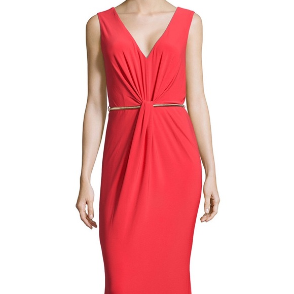 Laundry by Shelli Segal Red Ruched-Front Gown - Picture 3 of 5